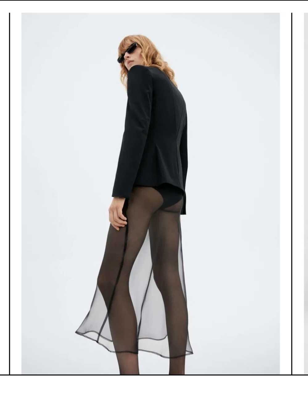 Mango Black Sheer A-Line Overlay Skirt